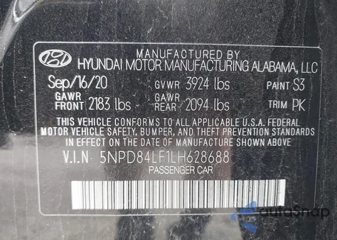 2020 Hyundai Elantra Sel from USA, damaged, VIN 5NPD84LF1LH628688